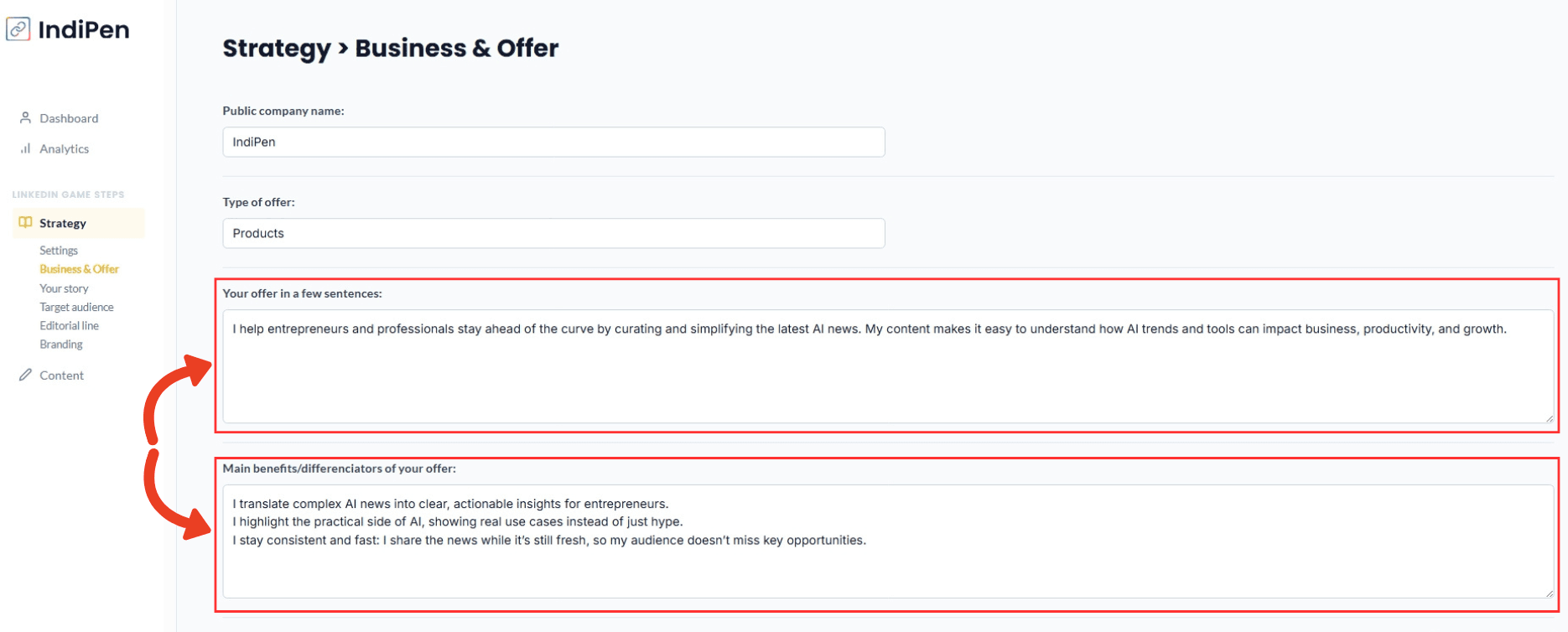 Description of IndiPen’s interface: describe your offer and its key benefits.